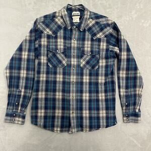 Ariat Retro Fit Shirt Men’s Large Hendrix Flannel Pearl Snap Rodeo Work Wear